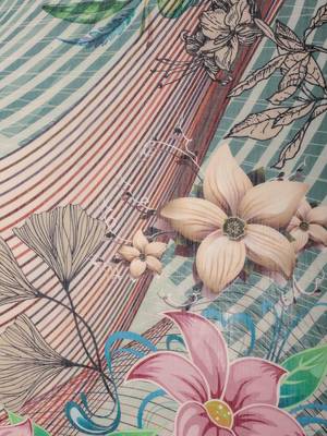Sea green printed linen casual saree with blouse piece 5