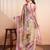 Yellow printed linen casual saree with blouse piece