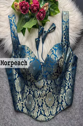 Morpeach jacquard silk designer readymade saree blouse for women | bridal wedding party wear padded blouse