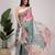Green printed linen casual saree with blouse piece