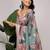 Green printed linen casual saree with blouse piece