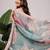 Green printed linen casual saree with blouse piece