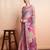 Peach printed linen casual saree with blouse piece