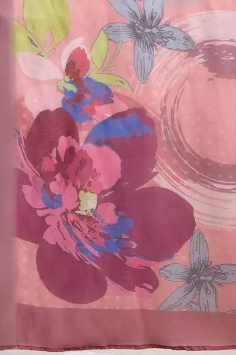 Peach printed linen casual saree with blouse piece