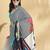Blue printed crepe casual saree with blouse piece