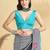 Blue printed crepe casual saree with blouse piece