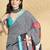 Blue printed crepe casual saree with blouse piece