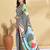 Brown printed crepe casual saree with blouse piece