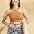 Brown printed crepe casual saree with blouse piece