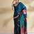 Black printed crepe casual saree with blouse piece