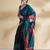 Black printed crepe casual saree with blouse piece