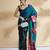 Black printed crepe casual saree with blouse piece