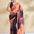 Orange printed crepe casual saree with blouse piece