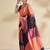Orange printed crepe casual saree with blouse piece
