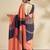 Orange printed crepe casual saree with blouse piece