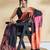 Orange printed crepe casual saree with blouse piece
