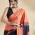 Orange printed crepe casual saree with blouse piece