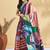 Navy blue printed crepe casual saree with blouse piece