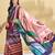 Navy blue printed crepe casual saree with blouse piece
