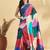 Red printed crepe casual saree with blouse piece