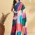 Red printed crepe casual saree with blouse piece