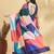 Red printed crepe casual saree with blouse piece