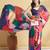 Red printed crepe casual saree with blouse piece