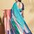 Blue printed crepe casual saree with blouse piece