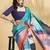 Blue printed crepe casual saree with blouse piece