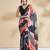 Peach printed crepe casual saree with blouse piece