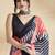 Peach printed crepe casual saree with blouse piece