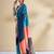 Blue printed crepe casual saree with blouse piece
