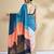 Blue printed crepe casual saree with blouse piece