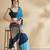Blue printed crepe casual saree with blouse piece
