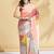 Cream printed crepe casual saree with blouse piece