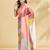 Cream printed crepe casual saree with blouse piece