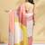 Cream printed crepe casual saree with blouse piece