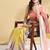 Cream printed crepe casual saree with blouse piece