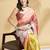 Cream printed crepe casual saree with blouse piece