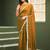 Gold plain chiffon designer saree with blouse piece