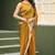 Gold plain chiffon designer saree with blouse piece