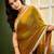 Gold plain chiffon designer saree with blouse piece