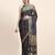 Navy blue printed chiffon festive wear saree with blouse piece