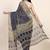 Navy blue printed chiffon festive wear saree with blouse piece