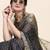 Navy blue printed chiffon festive wear saree with blouse piece
