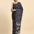 Grey printed satin fashion saree with blouse piece