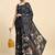 Grey printed satin fashion saree with blouse piece