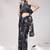 Grey printed satin fashion saree with blouse piece