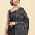 Grey printed satin fashion saree with blouse piece