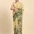Green printed satin fashion saree with blouse piece